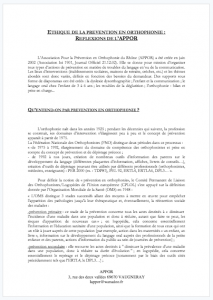 APPOR - Ethique et Déontologie, Association Prévention Orthophonie Rhône